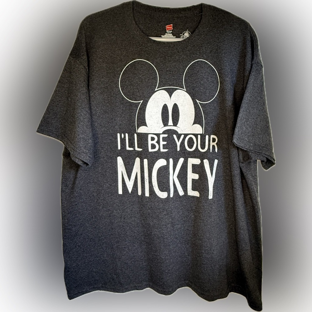 Disney Parks "I'll Be Your Mickey" Gray Adult T-Shirt X-Large